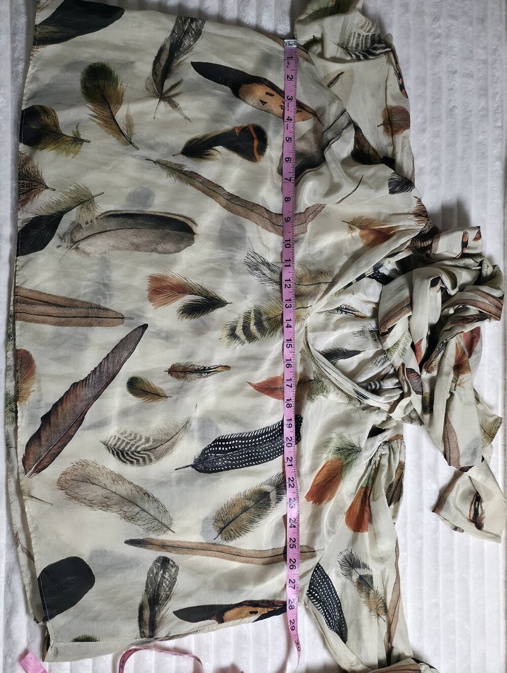 Banana Republic Harper Cotton-Silk Blouse, Size Small, Neutral, Feather Print - Picture 12 of 13
